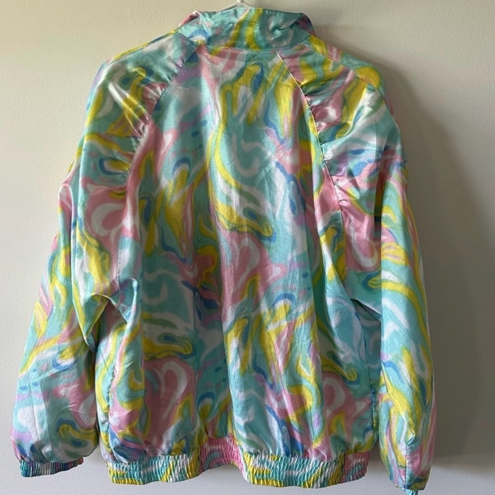 Vintage Pastel Psychedelic Windbreaker 90s Y2K Swirl Jacket Medium unisex Bocoo - Picture 13 of 15